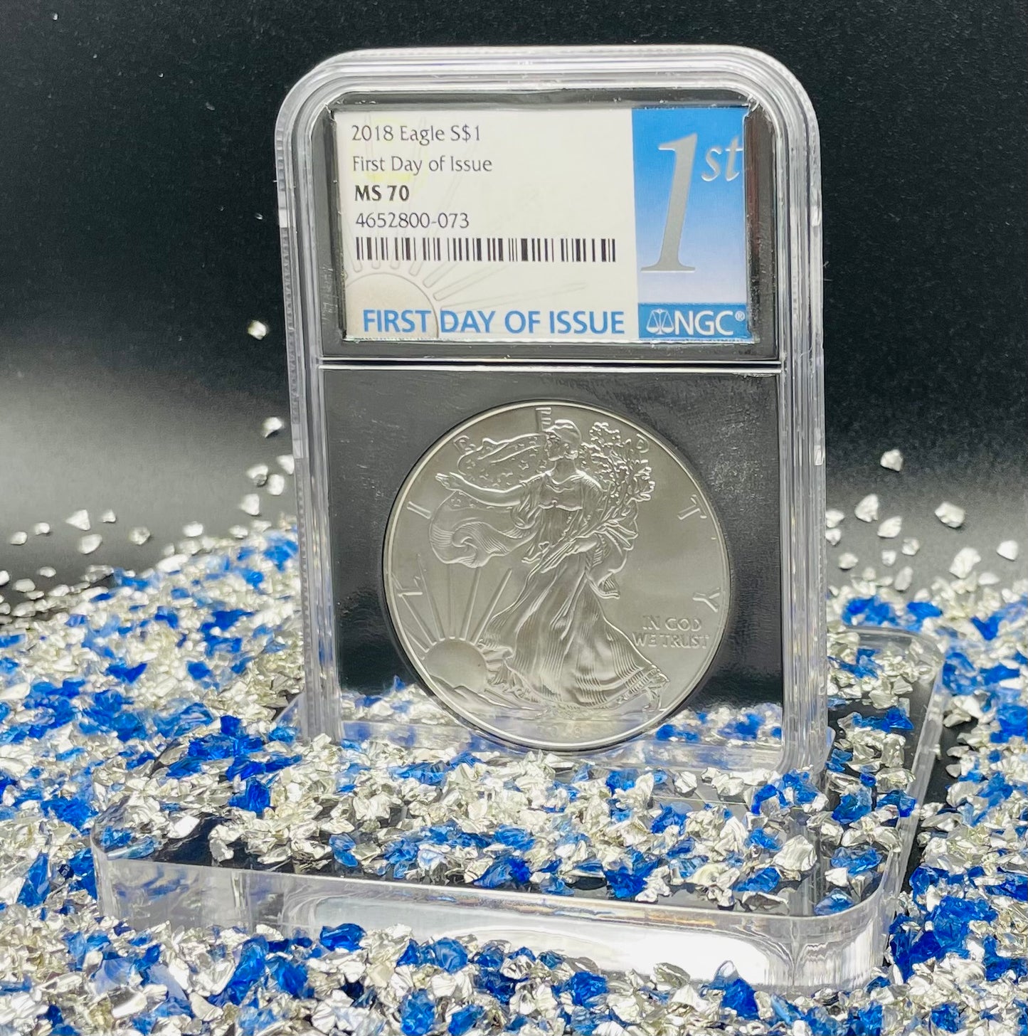 2018 $1 American Silver Eagle NGC MS70 First Day of Issue Rare Silver Foil Holder Low Mintage
