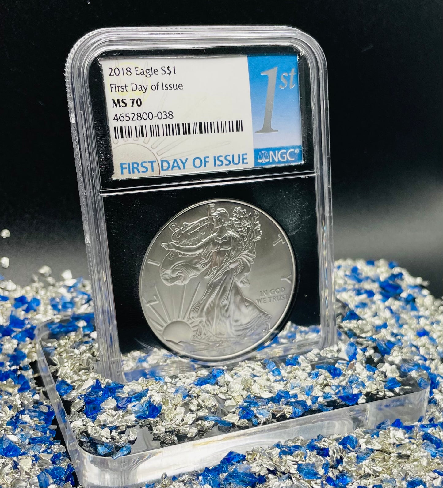 2018 $1 American Silver Eagle NGC MS70 First Day of Issue Rare Silver Foil Holder Low Mintage