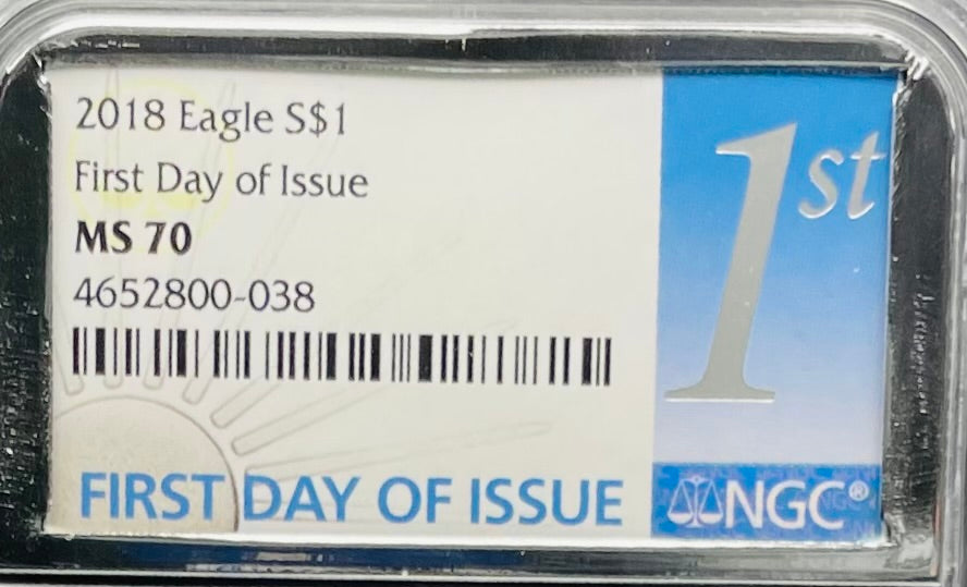 2018 $1 American Silver Eagle NGC MS70 First Day of Issue Rare Silver Foil Holder Low Mintage