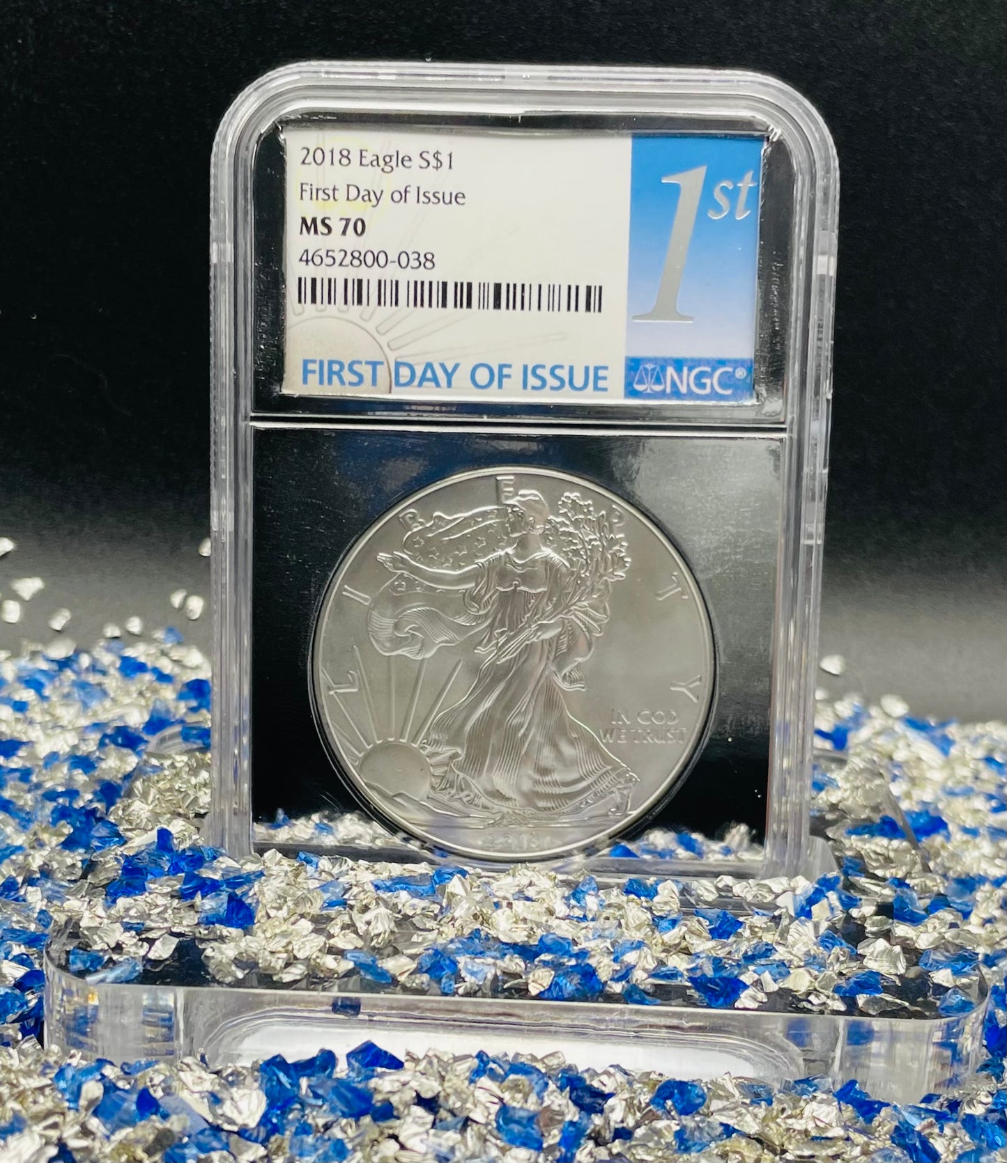 2018 $1 American Silver Eagle NGC MS70 First Day of Issue Rare Silver Foil Holder Low Mintage