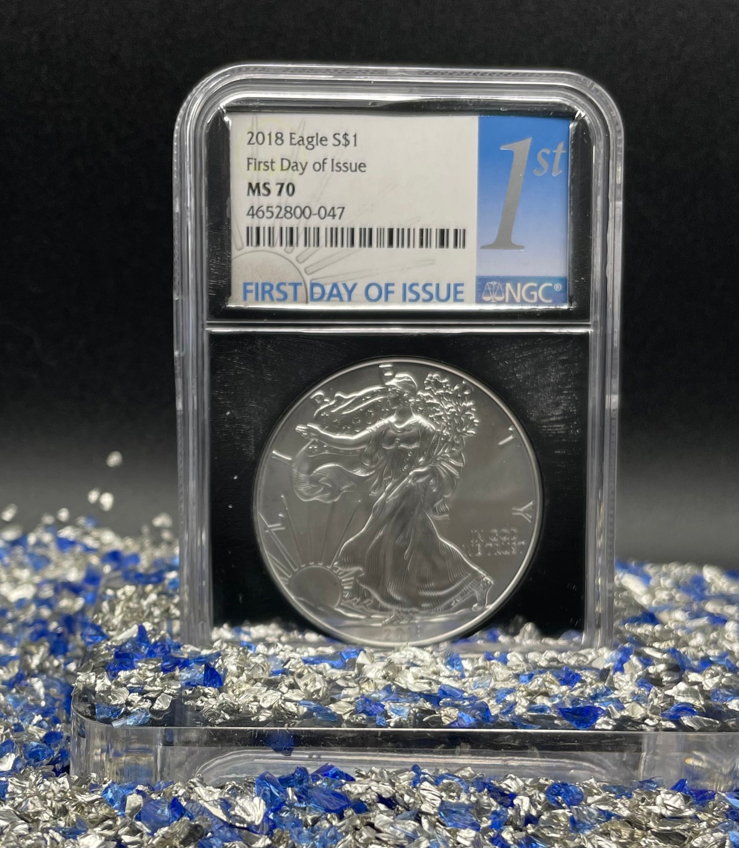 2018 $1 American Silver Eagle NGC MS70 First Day of Issue Rare Silver Foil Holder Low Mintage