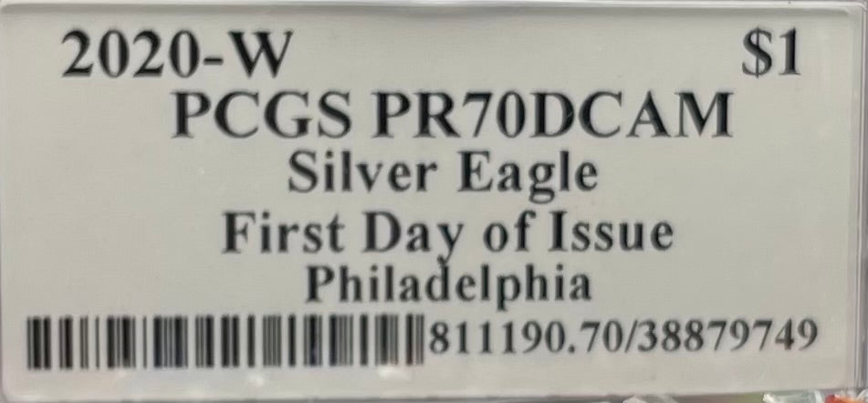 Proof 2020 (W) $1 American Silver Eagle PCGS PR70DCAM FDOI (Philadelphia) Master Designer Cleveland Signed (1 of 485)