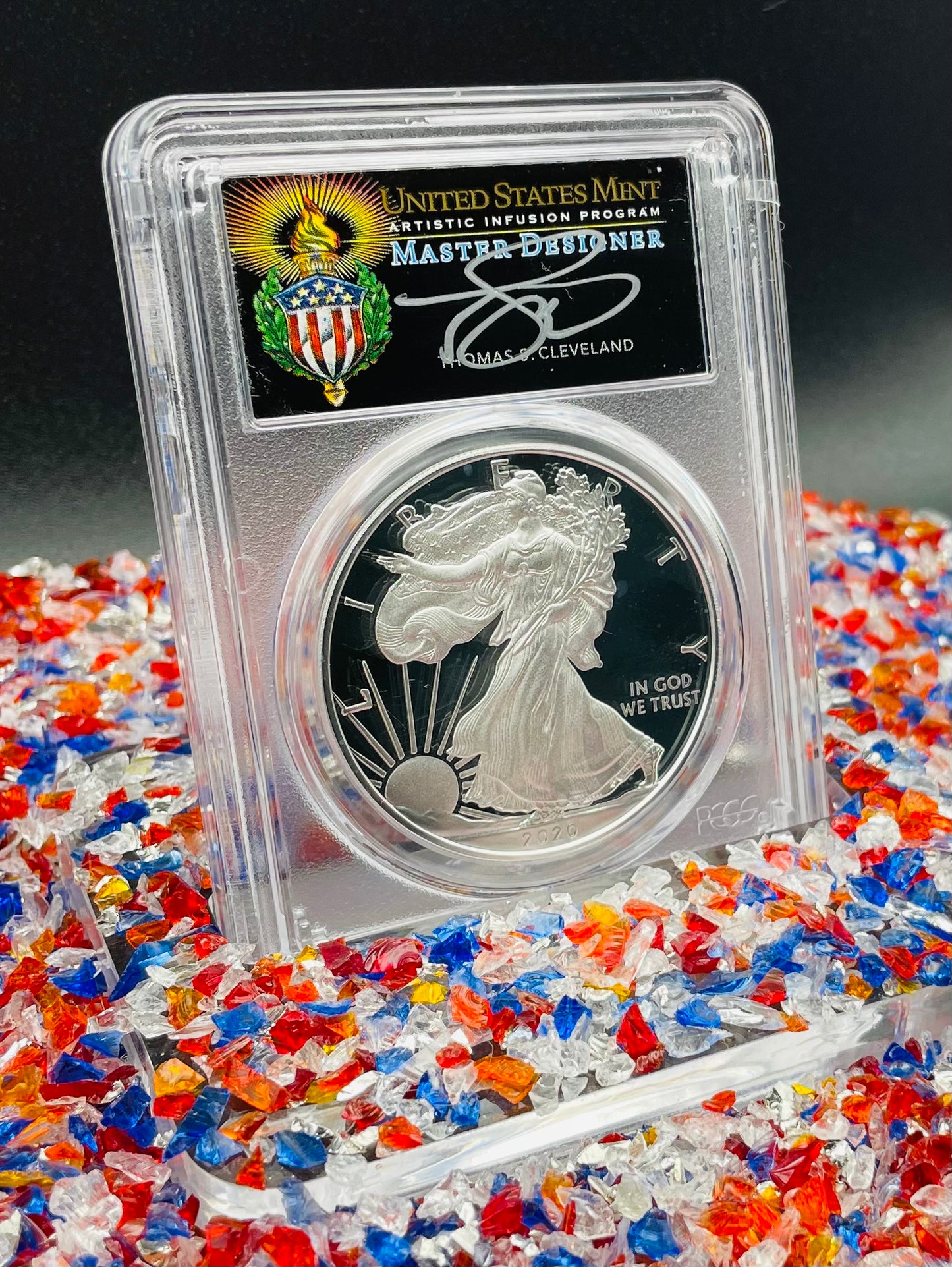 Proof 2020 (W) $1 American Silver Eagle PCGS PR70DCAM FDOI (Philadelphia) Master Designer Cleveland Signed (1 of 485)
