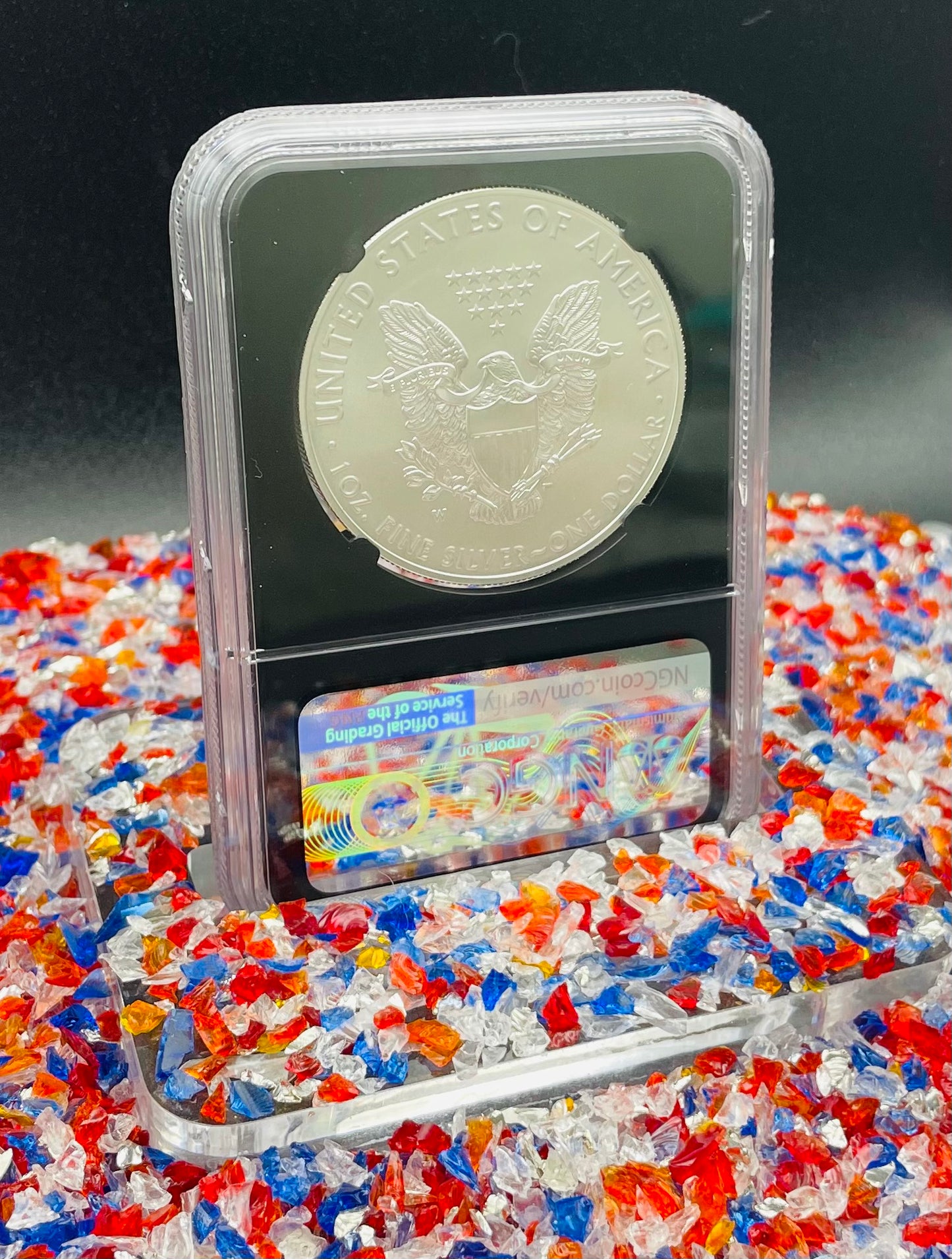 Burnished 2018 (W) $1 American Silver Eagle NGC MS70 First Releases Black Core with Eagle Label Mint Condition (1 of 658)