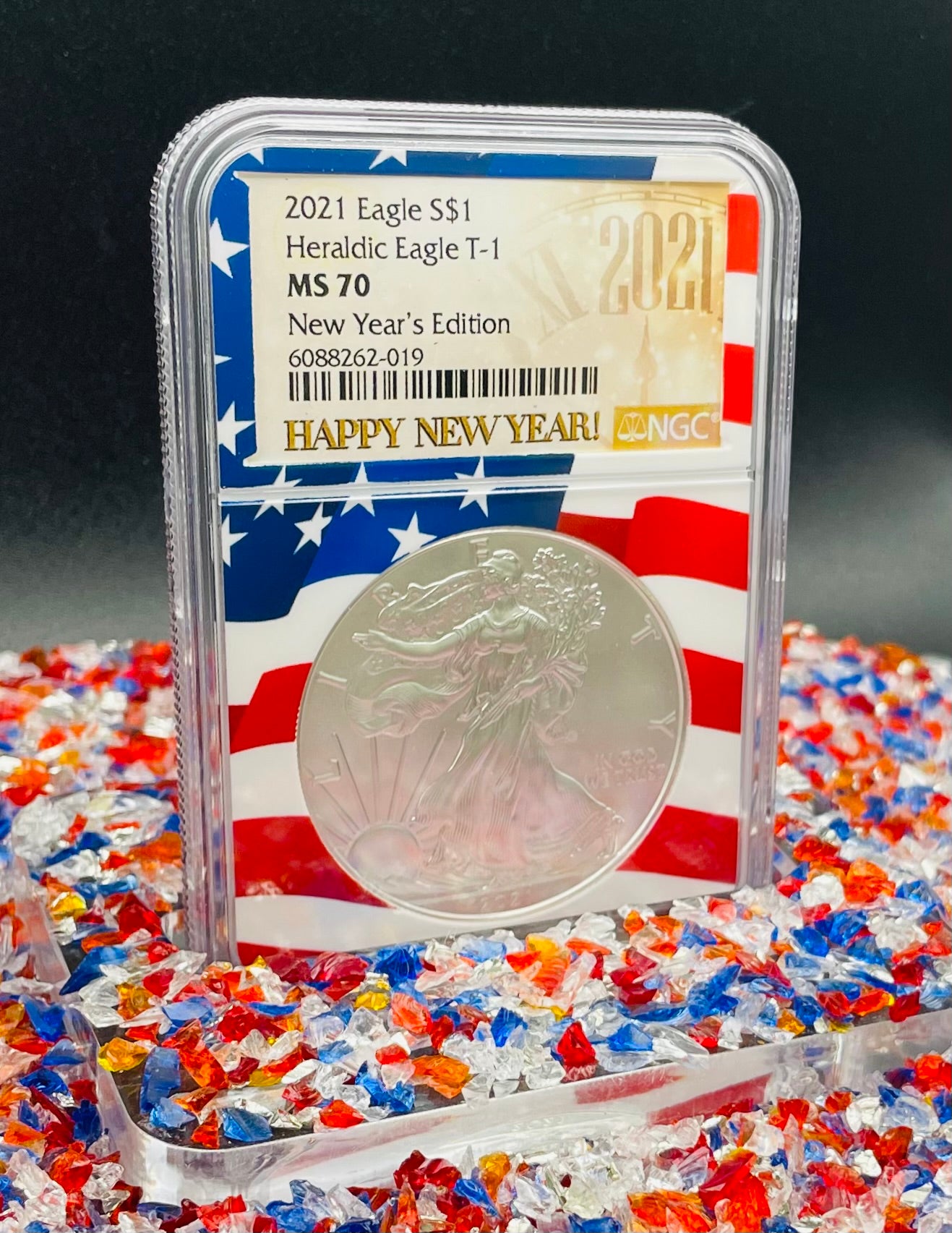 2021 $1 American Silver Eagle NGC MS70 New Years Edition Type 1 Ultra Rare Holder Mint Condition