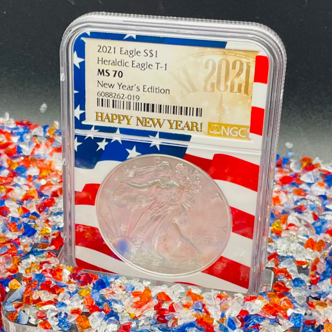 2021 $1 American Silver Eagle NGC MS70 New Years Edition Type 1 Ultra Rare Holder Mint Condition