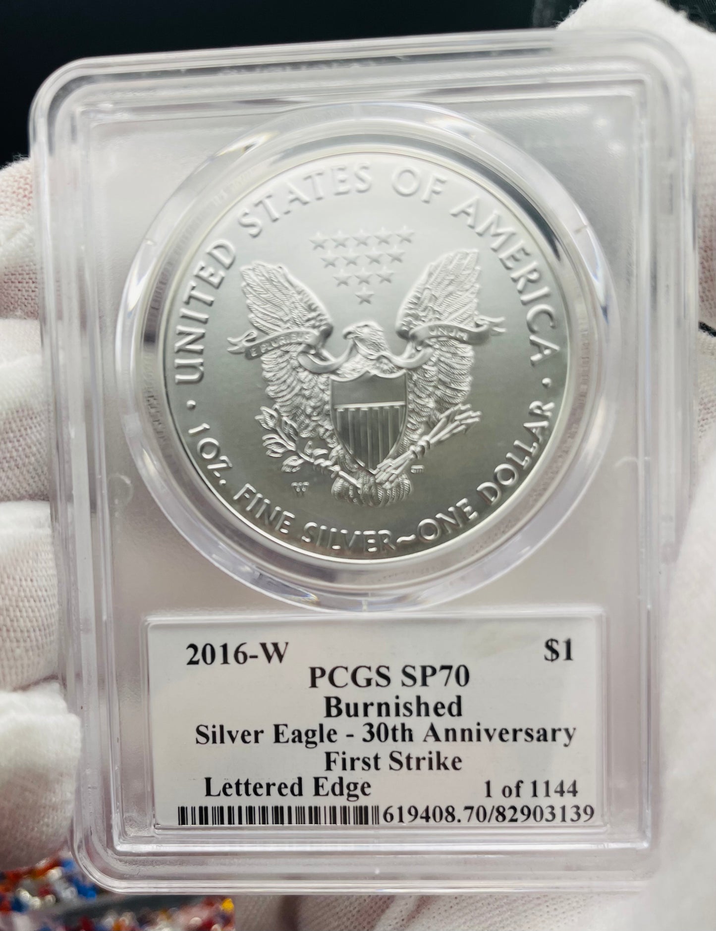 Burnished 2016 (W) $1 American Silver Eagle PCGS SP70 First Strike Edmund C Moy Signed Label Mint Condition (1 of 1,114)