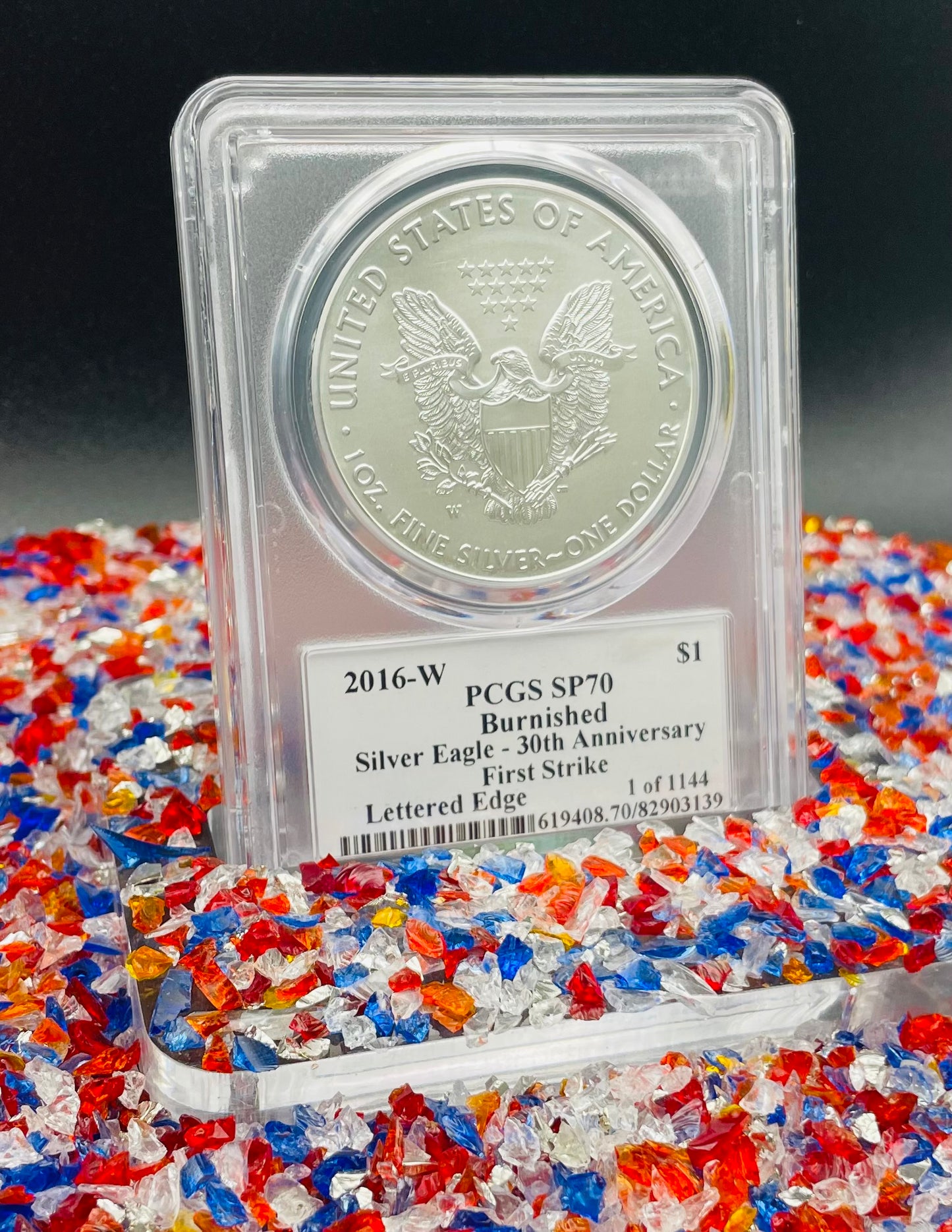 Burnished 2016 (W) $1 American Silver Eagle PCGS SP70 First Strike Edmund C Moy Signed Label Mint Condition (1 of 1,114)