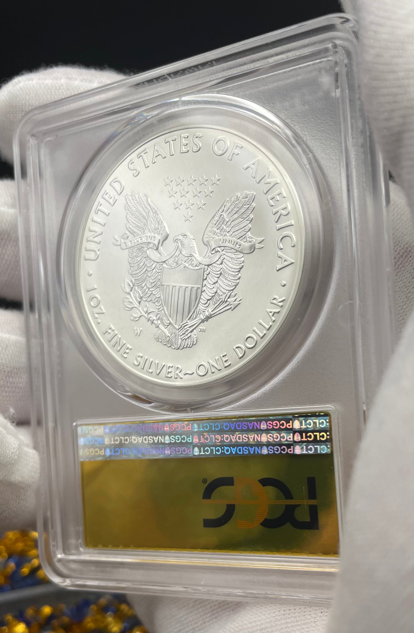 Burnished 2016 (W) $1 American Silver Eagle PCGS SP70 First Strike Gold Foil Label Mint Condition (1 of 2,016)