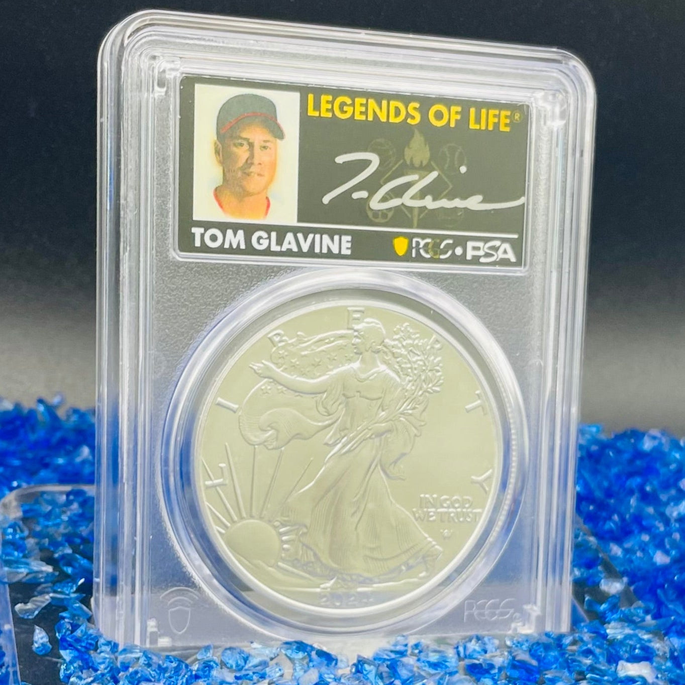 2024 $1 American Silver Eagle PCGS MS70 FDOI Legends of Life MLB Hall of Fame Tom Glavin Signed Label Mint Condition(Rare 1 of 15)