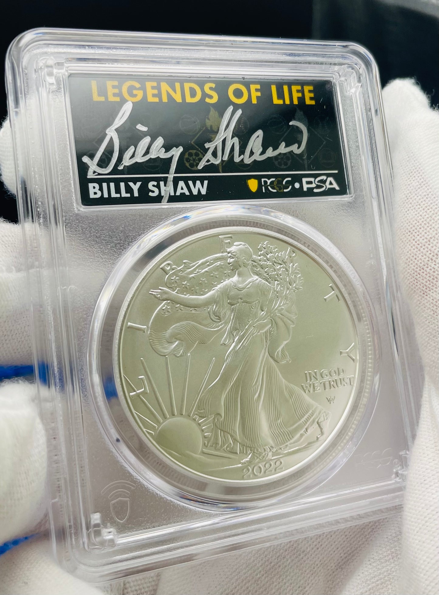 2022 $1 American Silver Eagle PCGS MS70 First Strike Legends of Life NFL Hall of Fame Billy Shaw Signed Label Mint Condition (1 of 61)