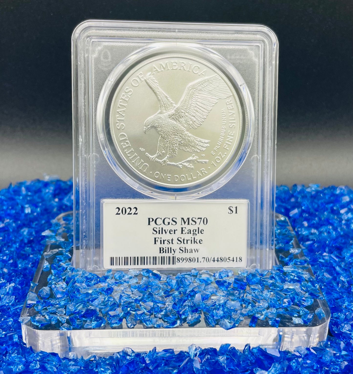 2022 $1 American Silver Eagle PCGS MS70 First Strike Legends of Life NFL Hall of Fame Billy Shaw Signed Label Mint Condition (1 of 61)