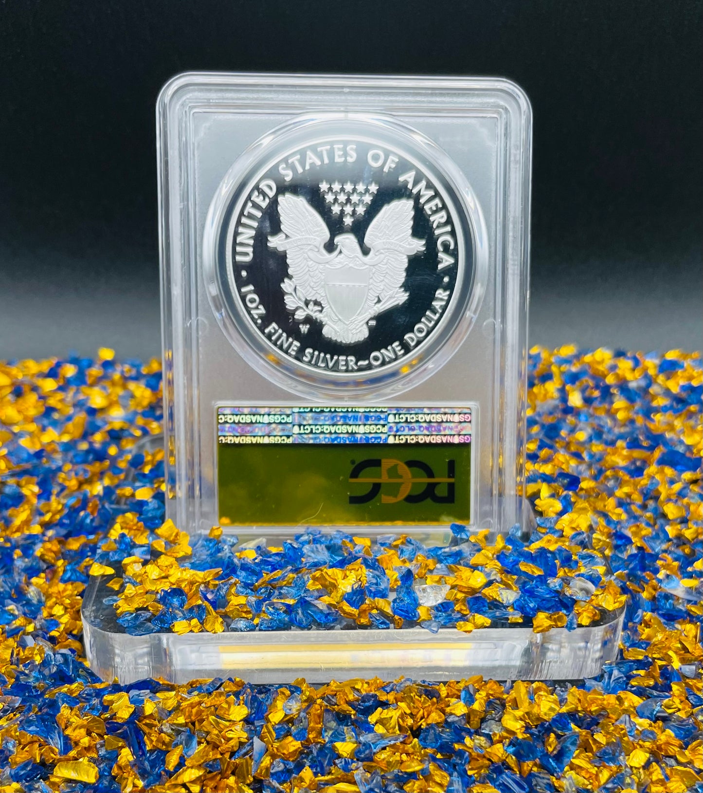 Proof 2018 (W) $1 American Silver Eagle PCGS PR70DCAM FDOI Gold Foil Label (1 of 2,018)