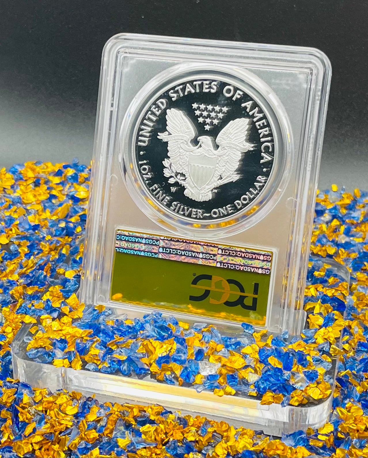 Proof 2018 (W) $1 American Silver Eagle PCGS PR70DCAM FDOI Gold Foil Label (1 of 2,018)