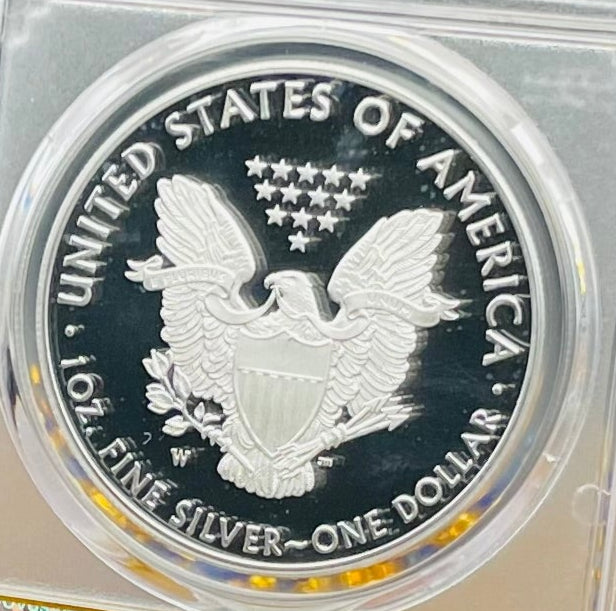 Proof 2018 (W) $1 American Silver Eagle PCGS PR70DCAM FDOI Gold Foil Label (1 of 2,018)