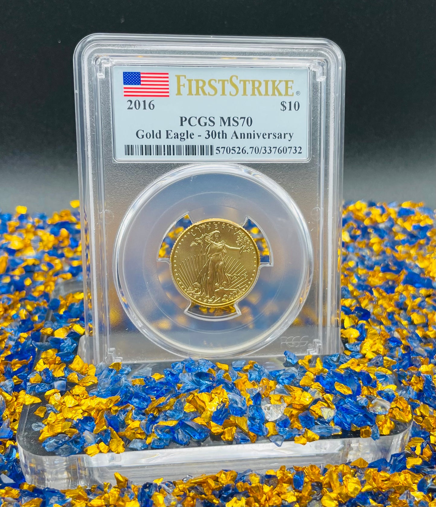 2016 $10 American Gold Eagle PCGS MS70 First Strike Flag Label (Rare 1 of 1,297)