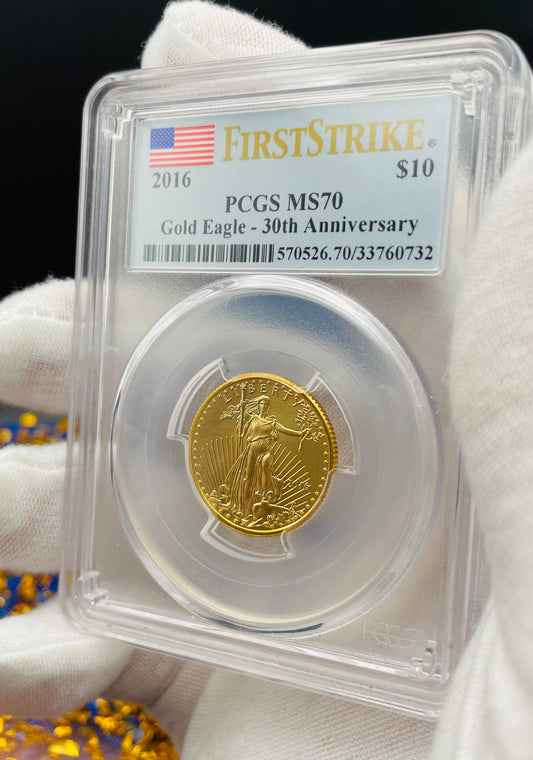 2016 $10 American Gold Eagle PCGS MS70 First Strike Flag Label (Rare 1 of 1,297)