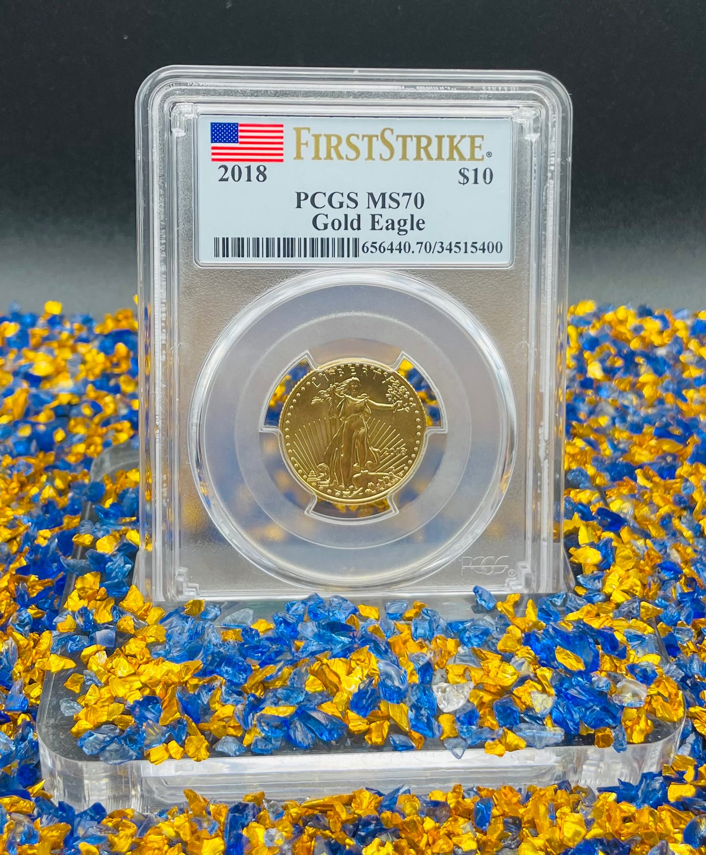 2018 $10 American Gold Eagle PCGS MS70 First Strike Flag Label (Rare 1 of 1,780)