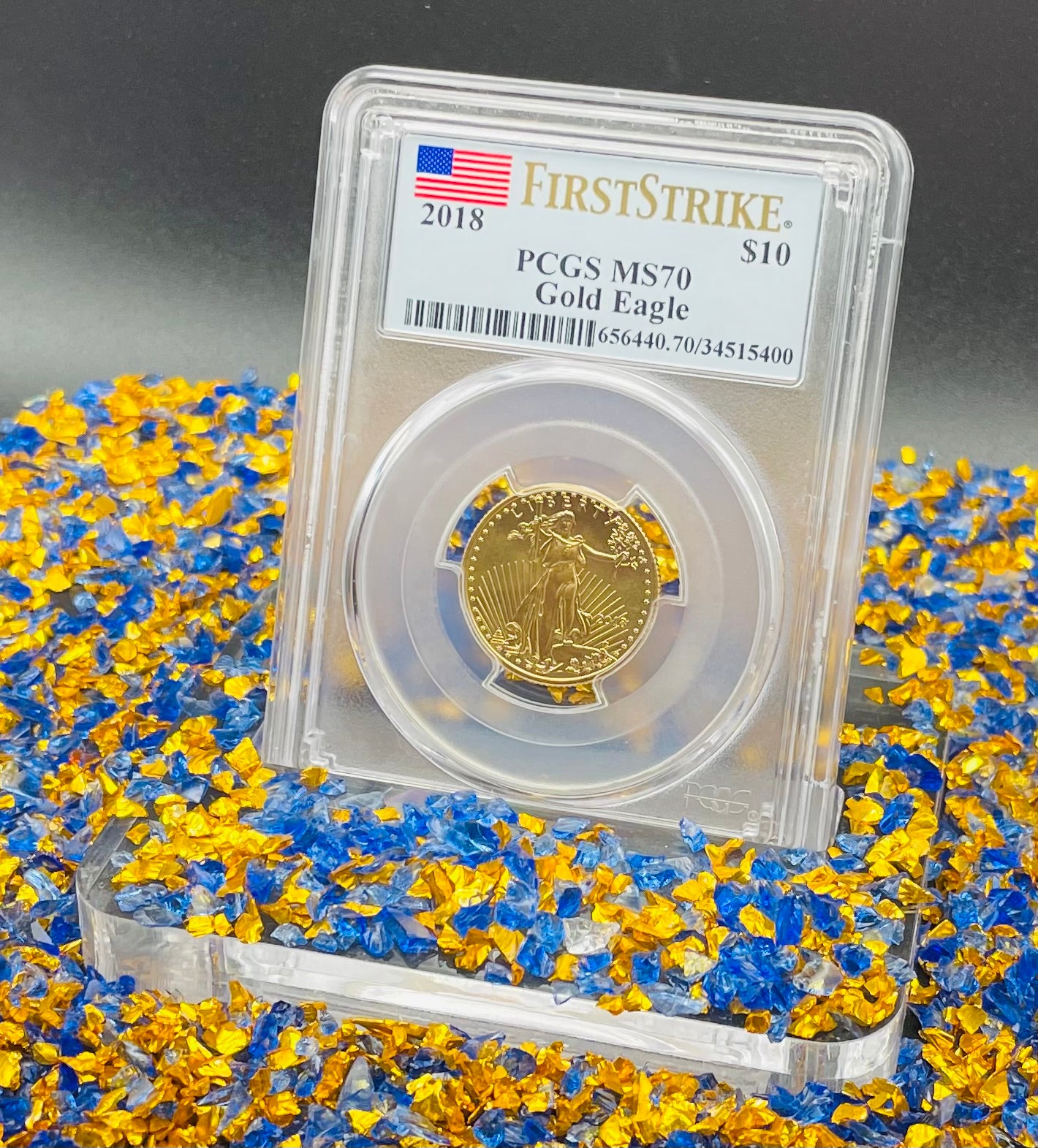 2018 $10 American Gold Eagle PCGS MS70 First Strike Flag Label (Rare 1 of 1,780)