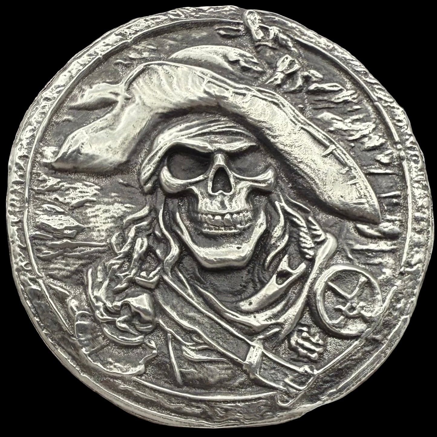 'Plundering Pirate Hector' Hand Crafted 2.3 Troy Ounce .999 Fine Silver Round Antique Finish Includes Treasure Chest, Capsule & COA Mint Condition Limited Edition (1 of 50)