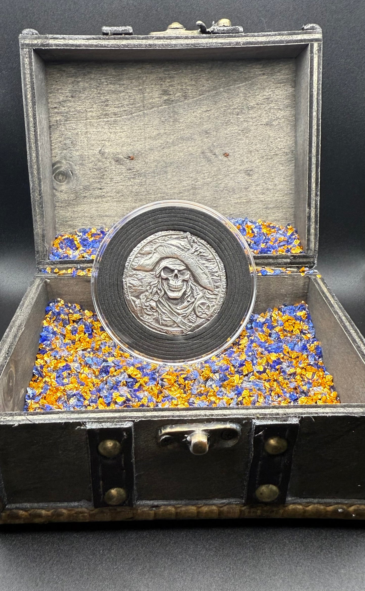 'Plundering Pirate Hector' Hand Crafted 2.3 Troy Ounce .999 Fine Silver Round Antique Finish Includes Treasure Chest, Capsule & COA Mint Condition Limited Edition (1 of 50)