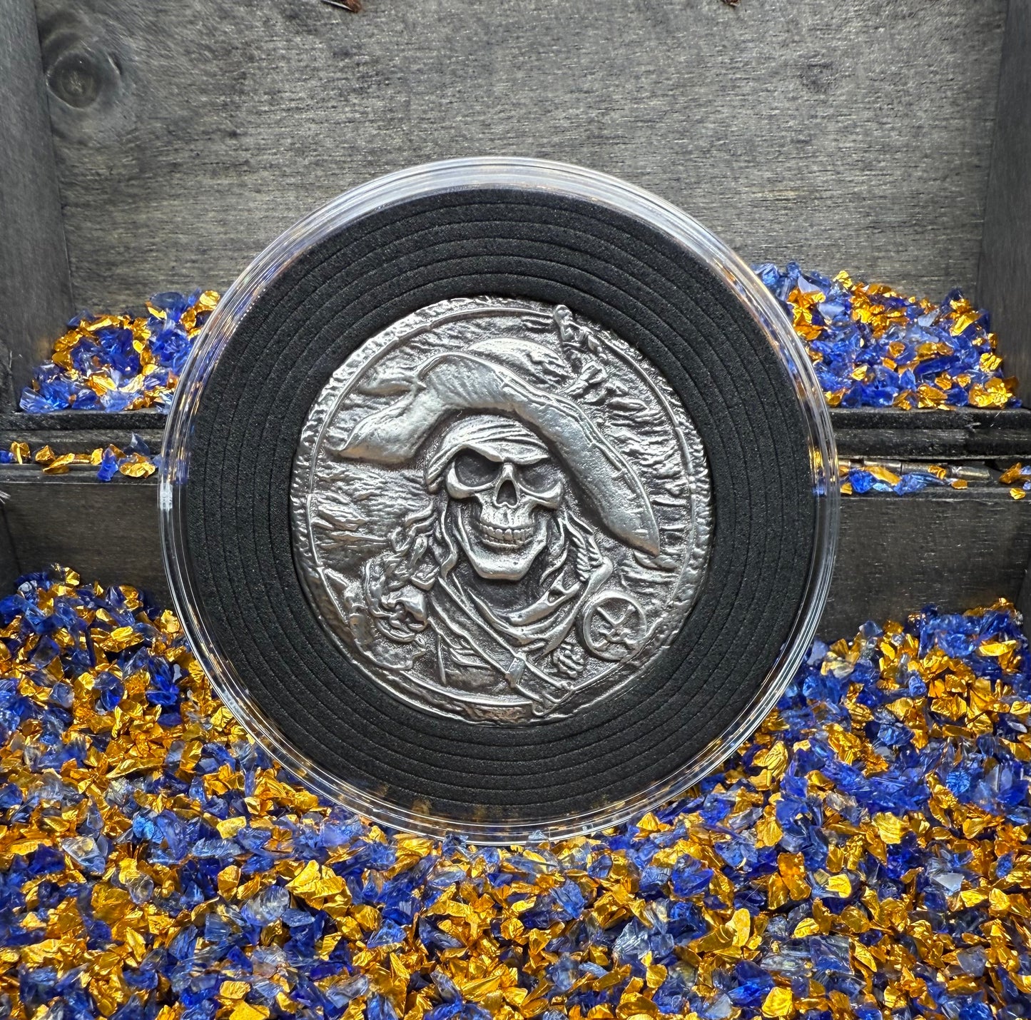 'Plundering Pirate Hector' Hand Crafted 2.3 Troy Ounce .999 Fine Silver Round Antique Finish Includes Treasure Chest, Capsule & COA Mint Condition Limited Edition (1 of 50)