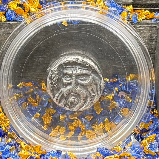 'Fishface Cursed Pirate Captain Jones' Hand Crafted 1.75 Troy Ounce .999 Fine Silver Round 3 Piece Set Antique Finish Includes Wood Treasure Chest, Capsule & COA Mint Condition Limited Edition 1 of  20