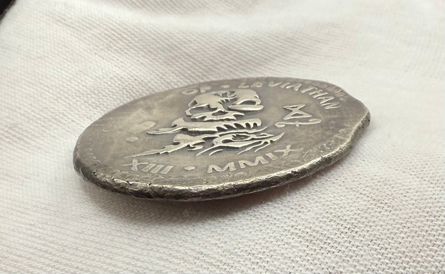 'Order of the Leviathan Treasure Cob' Hand Crafted by Peculiar Coins 27 Gram .999 Fine Silver Round Piece of Eight Antique Finish Includes Wood Treasure Chest, Capsule & COA Mint Condition