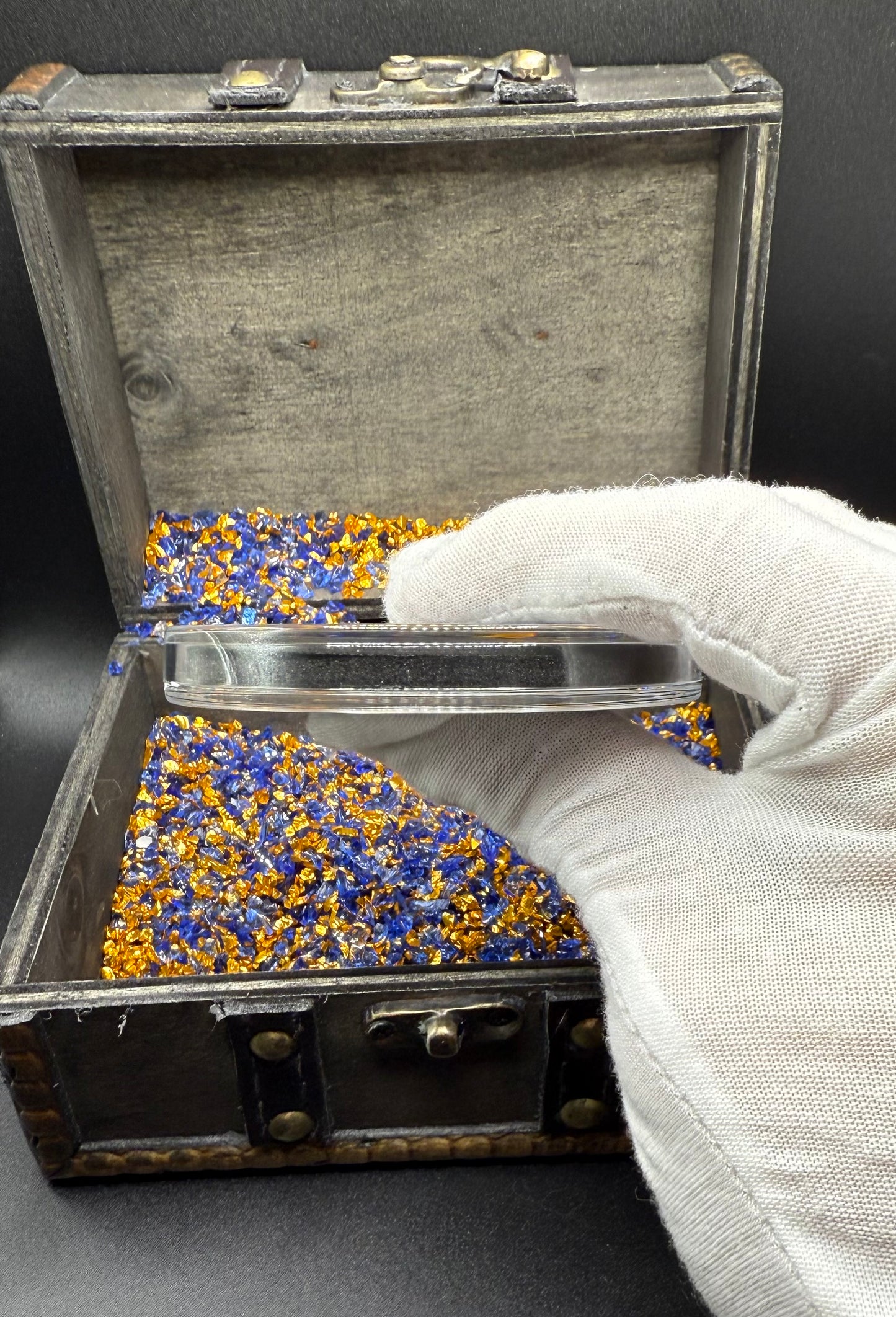 '1751 Spanish Cob' Pirate Treasure Hand Crafted by Peculiar Coins 27 Gram .999 Fine Silver Round Pillars & Waves Design Thick Clip Antique Finish Includes Wood Treasure Chest, Capsule & COA Mint Condition