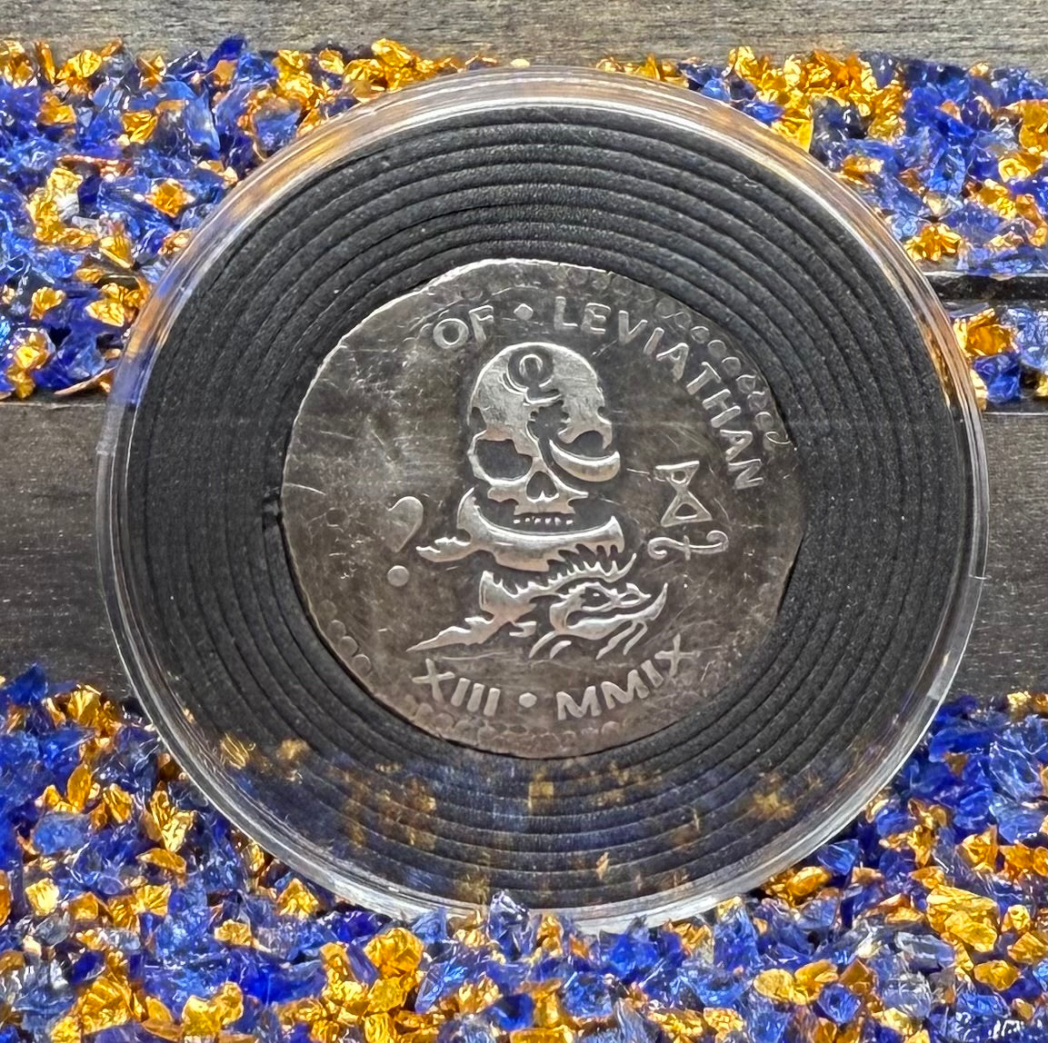 'Order of the Leviathan Treasure Cob' Hand Crafted by Peculiar Coins 27 Gram .999 Fine Silver Round Piece of Eight Antique Finish Includes Wood Treasure Chest, Capsule & COA Mint Condition