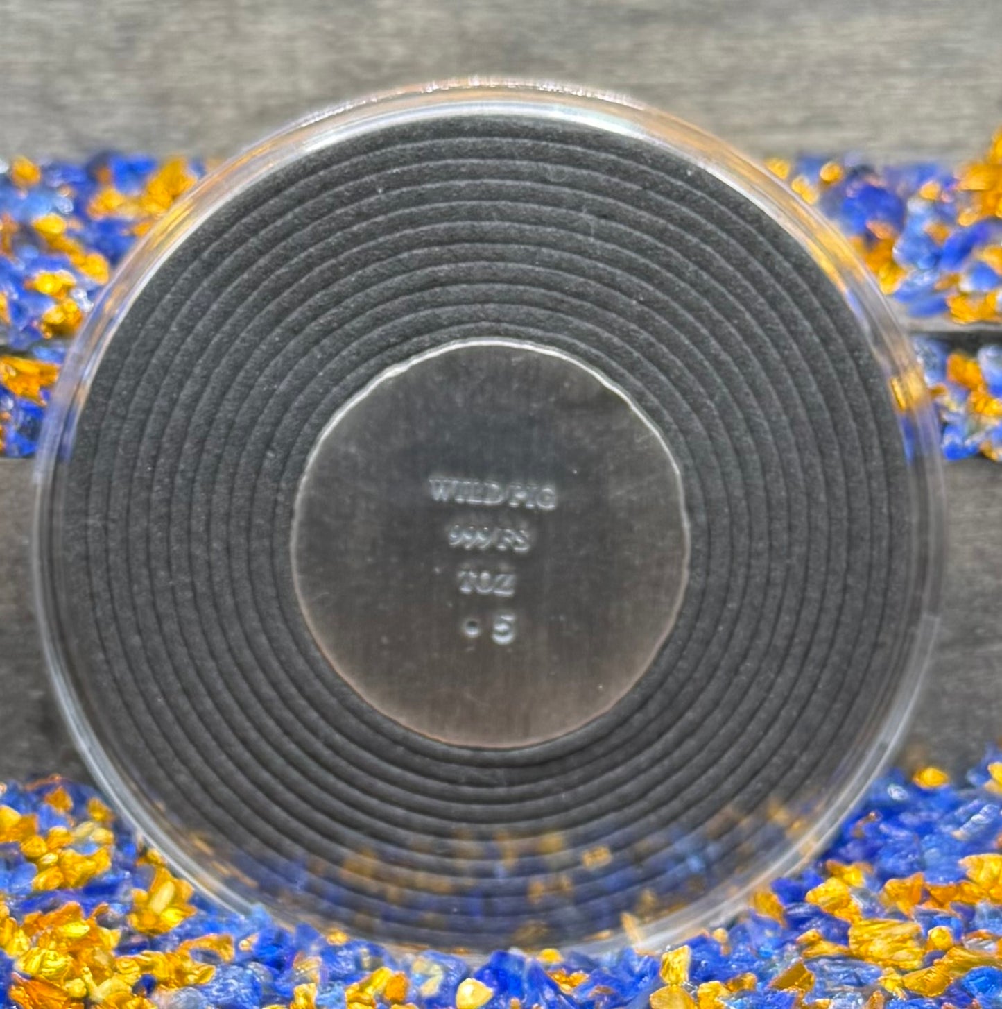 'Silver Skull Doubloon' Pirate Treasure Hand Crafted by Wild Pig Pours .5 Troy Ounce .999 Fine Silver Round Antique Finish Includes Wood Treasure Chest, Capsule & COA