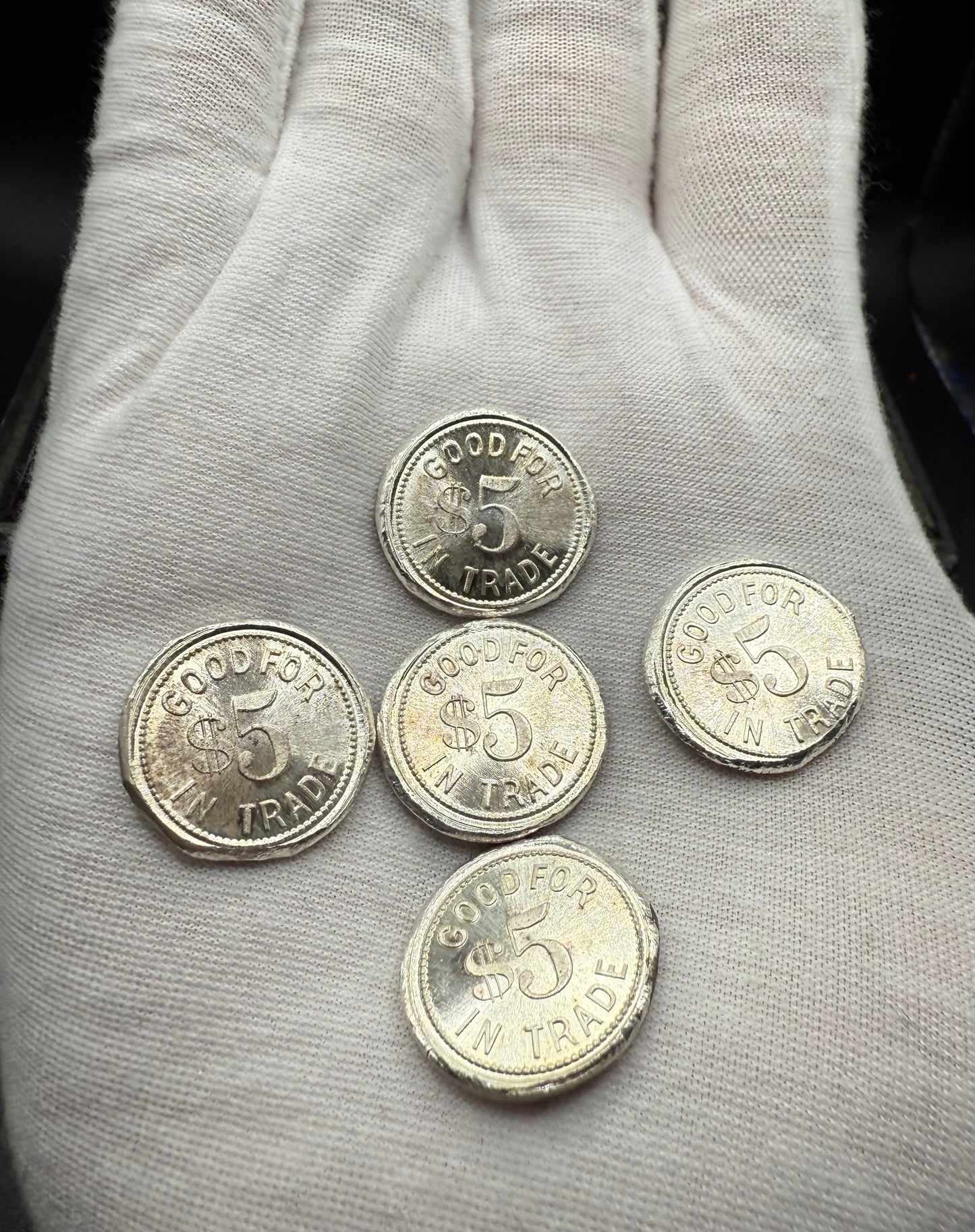 'Silver Doubloon' Pirate Treasure Hand Crafted by Mutiny Metals 1.25 Troy Ounce .999 Fine Silver Round 5 Piece Set Antique Finish Includes Wood Treasure Chest, Capsule & COA