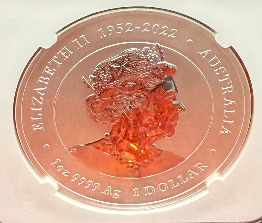 2024 P125 Silver $1 Australia Lunar Series III Year of the Dragon Blue Colorized NGC MS70 First Releases Perth Stamp & Coin Show Red Lunar Label New Holder (Rare 1 of 196)