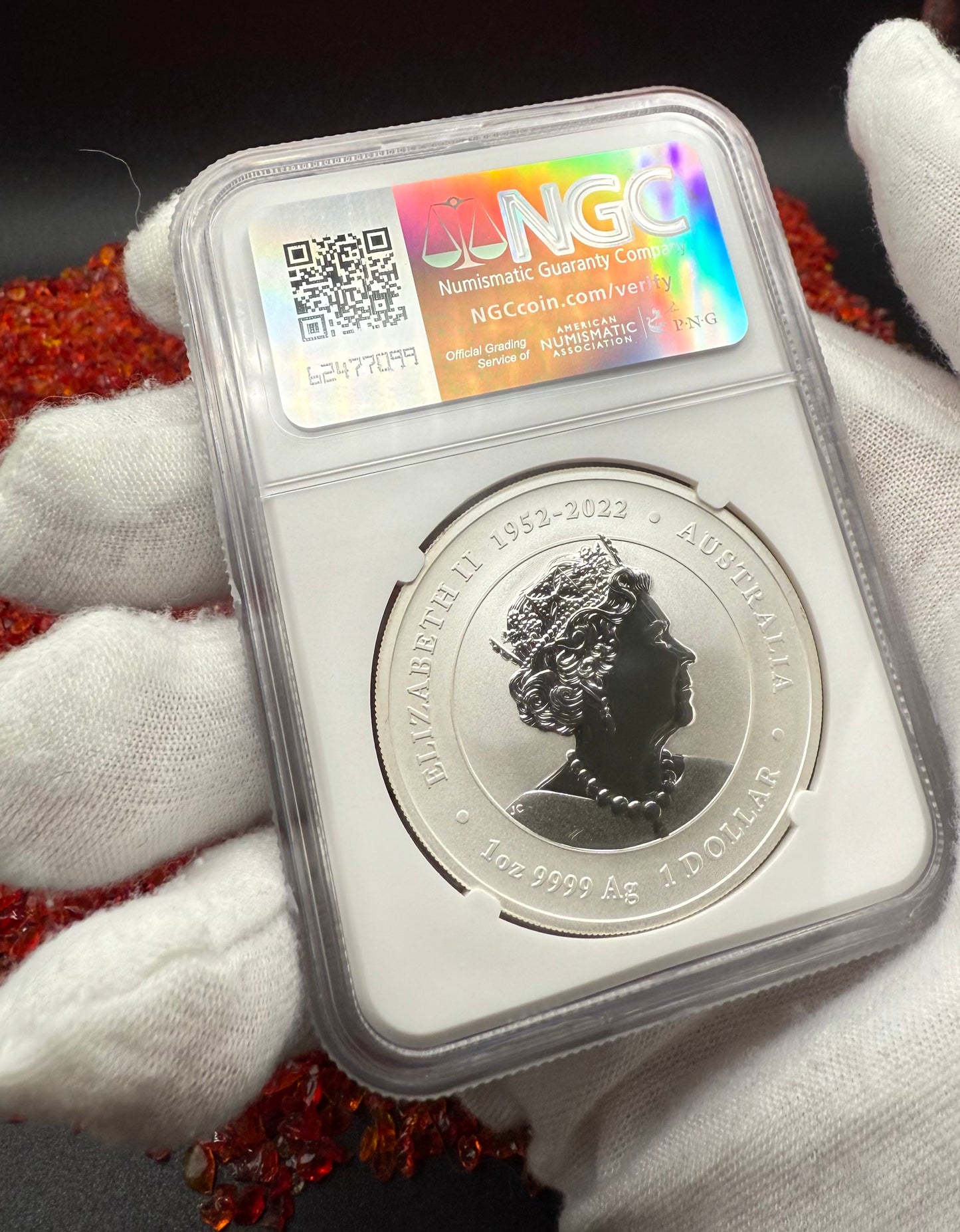 2024 P125 Silver $1 Australia Lunar Series III Year of the Dragon White Colorized NGC MS70 First Releases ANDA Melbourne Money Expo Red Lunar Label New Holder (Rare 1 of 114)