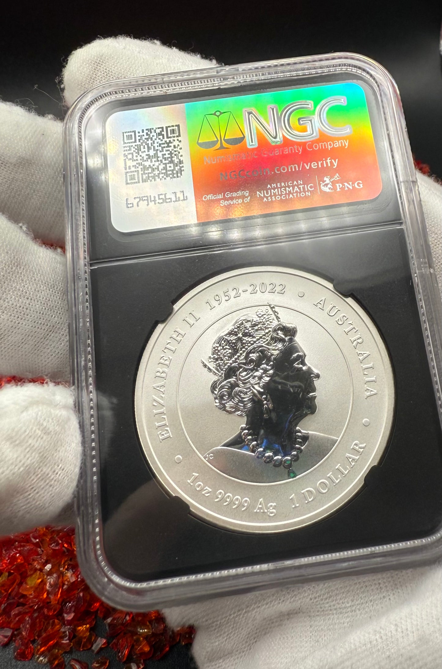 2024 P125 Silver $1 Australia Lunar Series III Year of the Dragon Gold Colorized NGC MS70 Early Releases ANA Chicago Red Lunar Label Black Core New Holder (Rare 1 of 138)