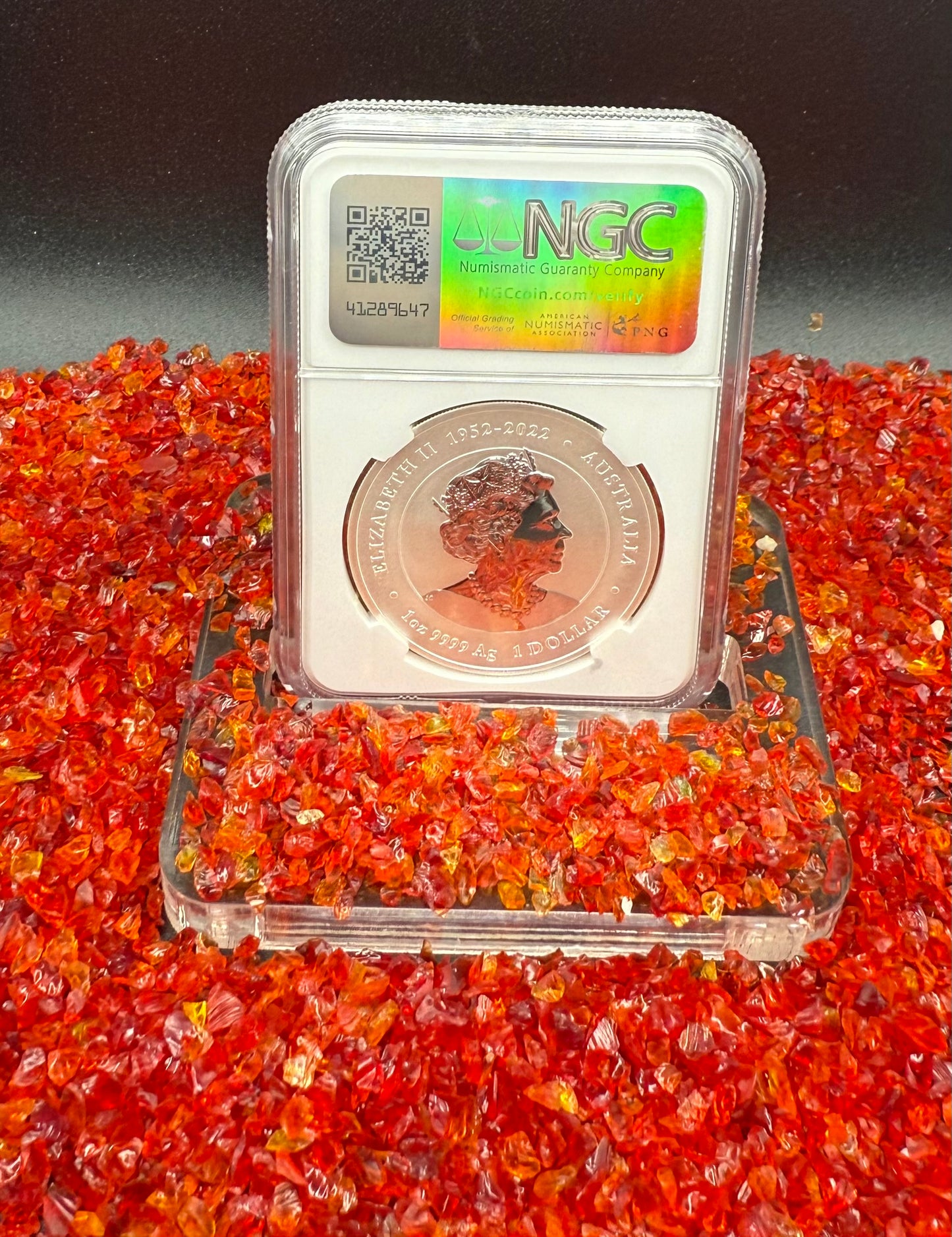 2024 P125 Silver $1 Australia Lunar Series III Year of the Dragon Purple Colorized NGC MS70 Brown Label New Holder (Rare 1 of 34)