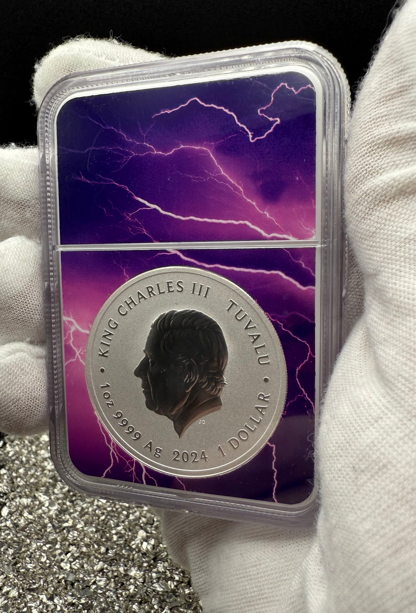 2024 Silver $1 Tuvalu Teenage Mutant Ninja Turtles 40th Anniversary NGC MS70 New Purple Lightening Holder (Rare 1 of 80)