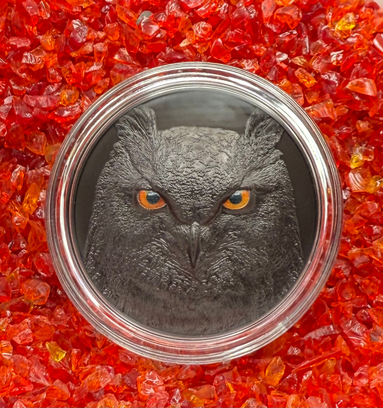 Proof 2021 $10 Palau Eagle Owl Hunters by Night 2 Ounce Silver .999 Obsidian Black Ultra High Relief Coin Rare 1 of 888 CIT Includes COA & Display Case