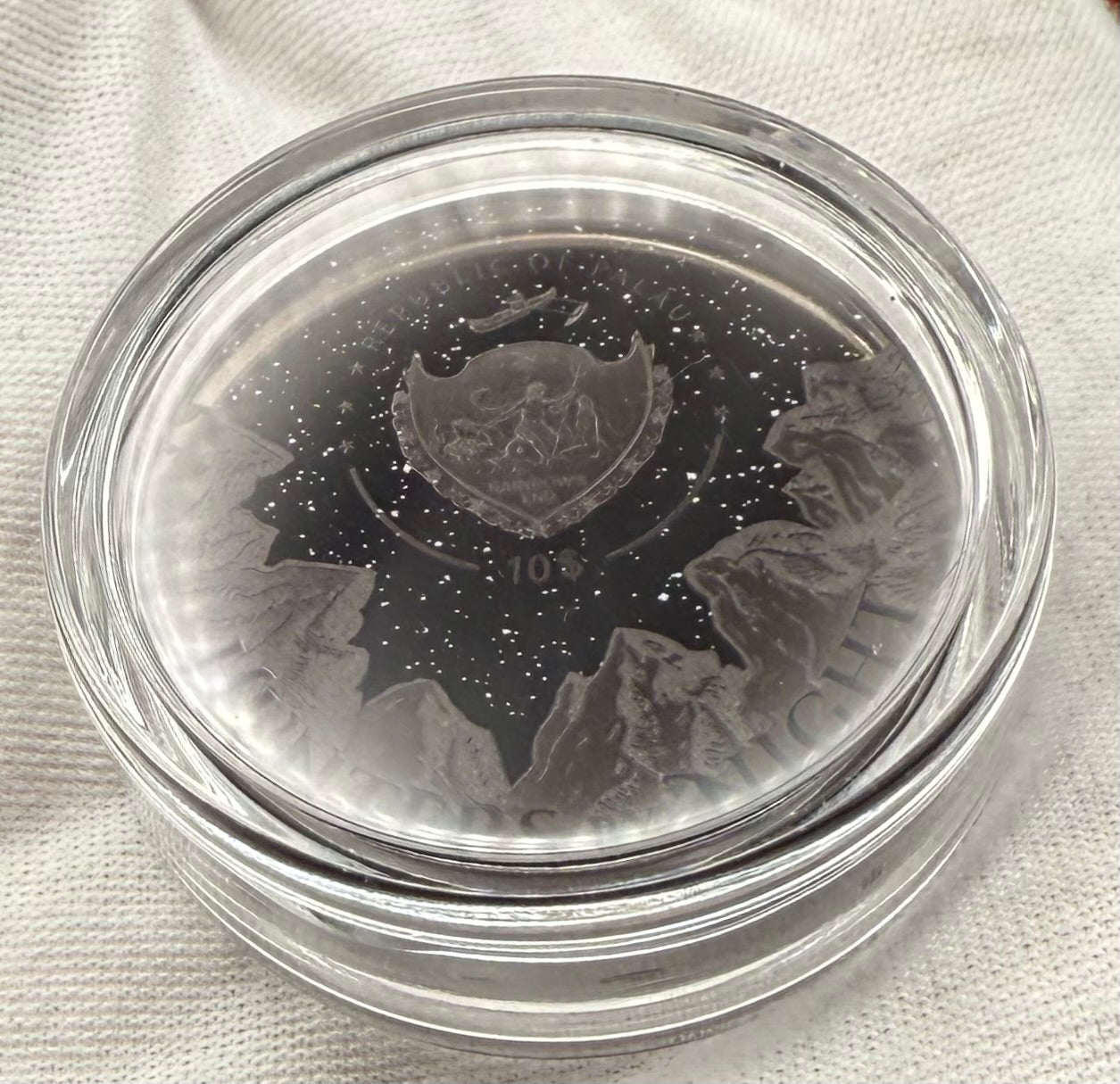 Proof 2021 $10 Palau Eagle Owl Hunters by Night 2 Ounce Silver .999 Obsidian Black Ultra High Relief Coin Rare 1 of 888 CIT Includes COA & Display Case