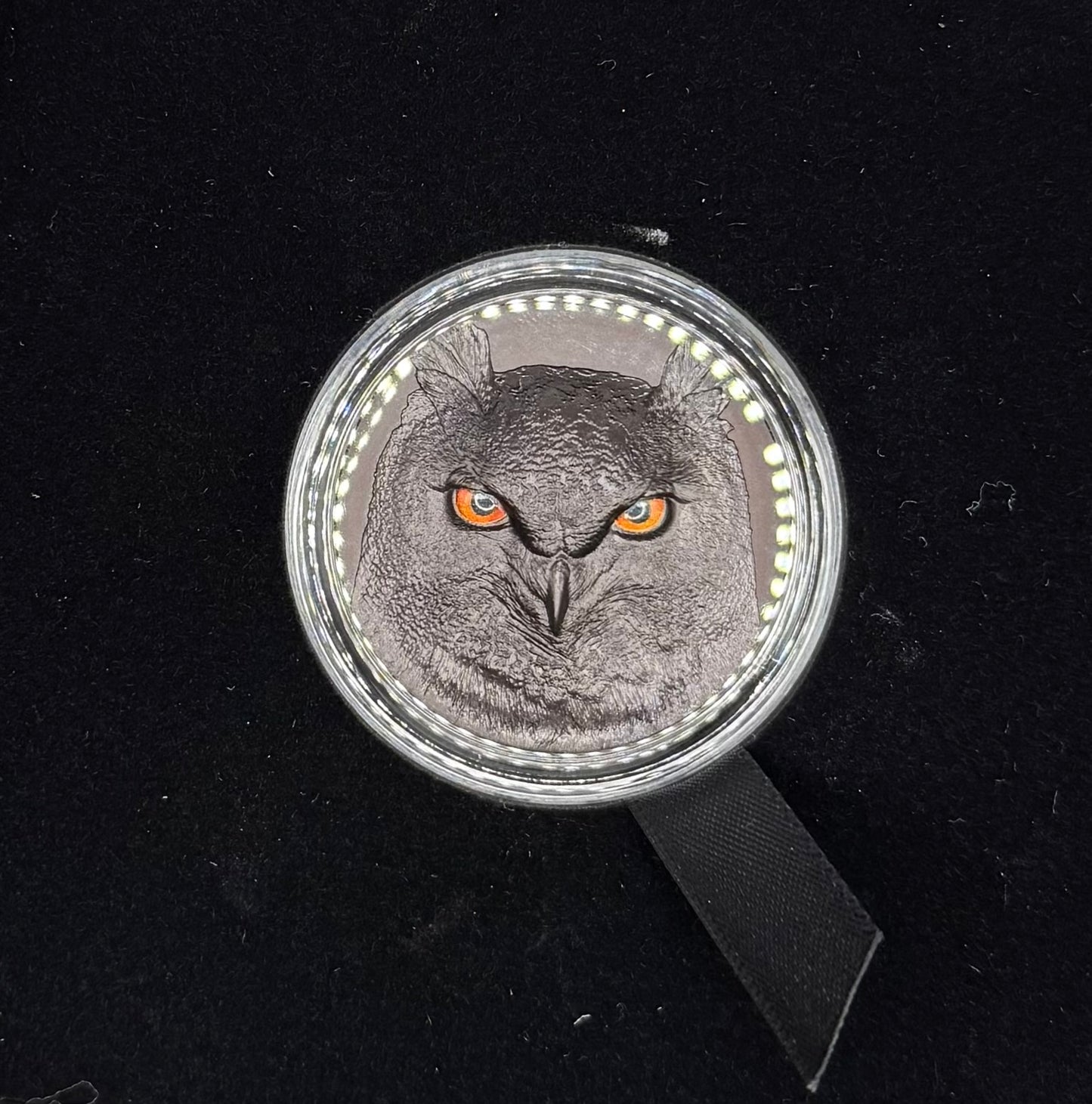 Proof 2021 $10 Palau Eagle Owl Hunters by Night 2 Ounce Silver .999 Obsidian Black Ultra High Relief Coin Rare 1 of 888 CIT Includes COA & Display Case
