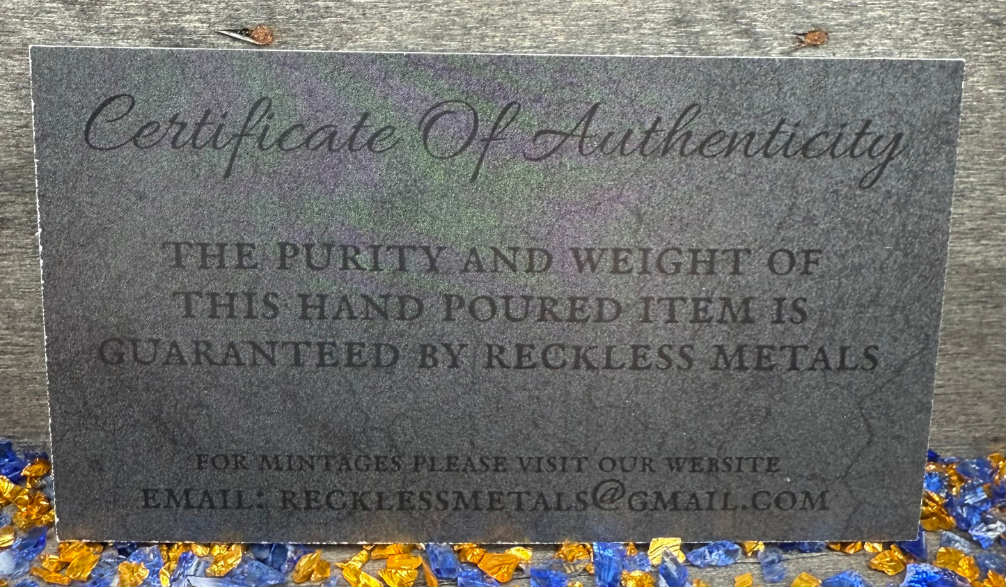 'Defender of Liberty' Hand Crafted by Reckless Metals 1.4 oz .999 Fine Silver Round Antique Finish Includes Wood Treasure Chest, Capsule & COA Mint Condition Limited Edition 1 of 61