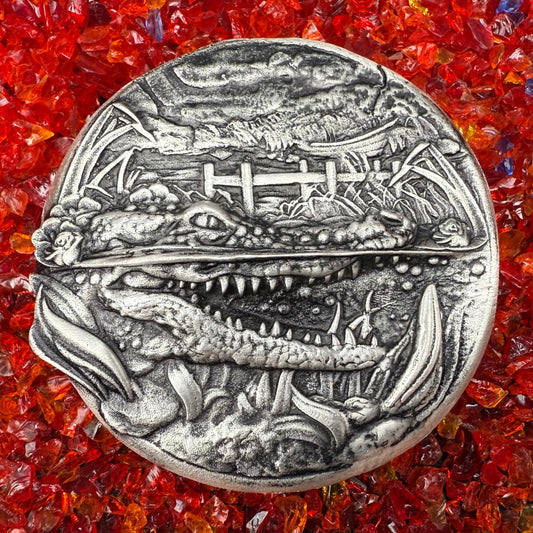 'Louisiana Nights' Hand Crafted by Locker Mint 3.2 oz .999 Fine Silver Round Antique Finish Includes Wood Display Case, Capsule & COA Mint Condition Limited Edition