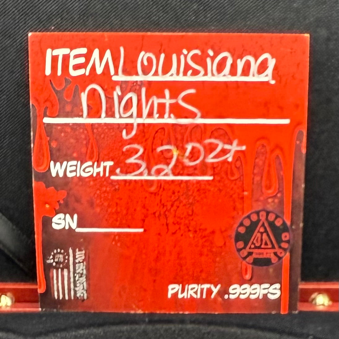 'Louisiana Nights' Hand Crafted by Locker Mint 3.2 oz .999 Fine Silver Round Antique Finish Includes Wood Display Case, Capsule & COA Mint Condition Limited Edition