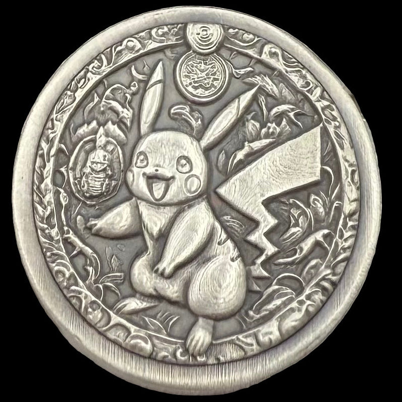 Pokémon 'Pikachu' 1 oz .999 Pure Silver Round Hand Crafted by St Bee's in England, Satin Finish, Includes Poké Ball & COA, Mint Condition Limited Edition