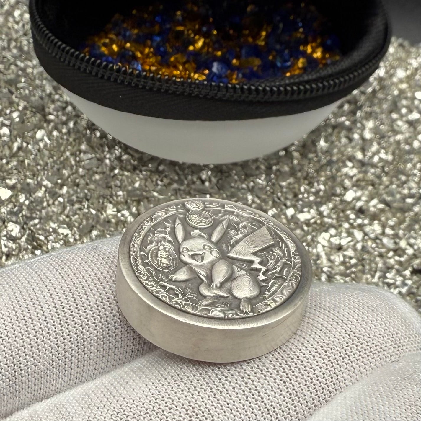 Pokémon 'Pikachu' 1 oz .999 Pure Silver Round Hand Crafted by St Bee's in England, Satin Finish, Includes Poké Ball & COA, Mint Condition Limited Edition