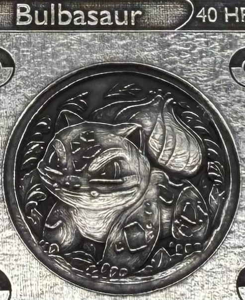 Pokémon Bulbasaur 2.44 oz .999 Pure Silver Trading Card Hand Crafted by St Bee's in England, Satin Finish, Includes Poké Ball & COA, Mint Condition Limited Edition