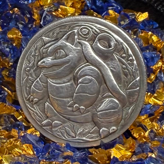 Pokémon 'Blastoise' 1 oz .999 Pure Silver Round Hand Crafted by St Bee's in England, Satin Finish, Includes Poké Ball & COA, Mint Condition Limited Edition