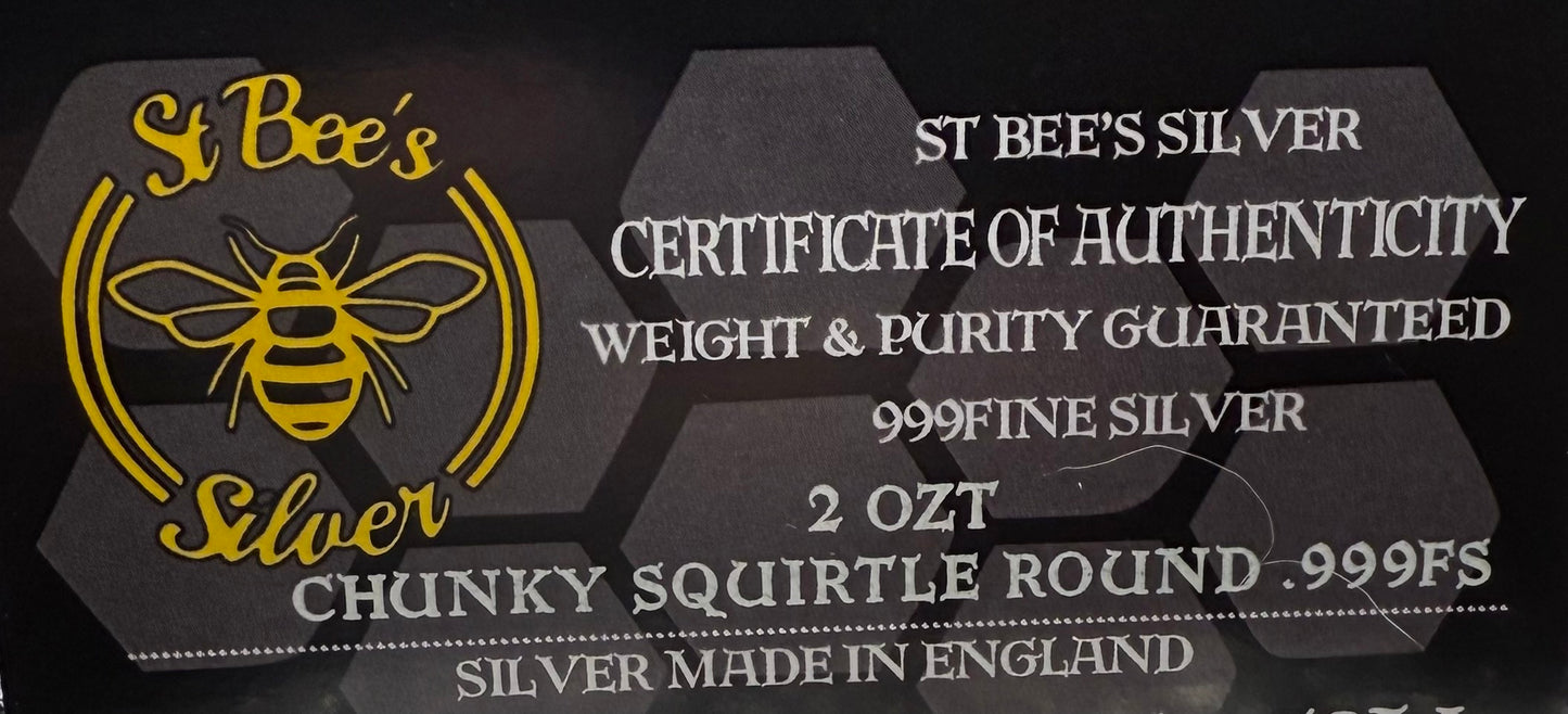 Pokémon 'Squirtle' 2 oz .999 Pure Silver Round Hand Crafted by St Bee's in England, Satin Finish, Includes Poké Ball & COA, Mint Condition Limited Edition