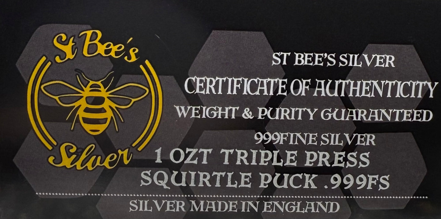 Pokémon ' Squirtle' 1 oz .999 Pure Silver Round Hand Crafted by St Bee's in England, Satin Finish, Includes Poké Ball & COA, Mint Condition Limited Edition