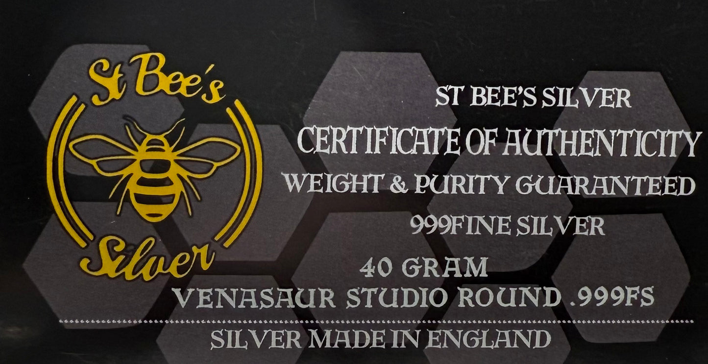 Pokémon 'Venasaur' 1.25 oz .999 Pure Silver Round Hand Crafted by St Bee's in England, Shiny Finish, Includes Poké Ball & COA, Mint Condition Limited Edition